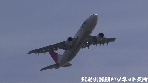 日本航空 JA016D＠東京国際空港（城南島海浜公園より）。RWY34R上がりの迎え撃ち。秋田行きです。