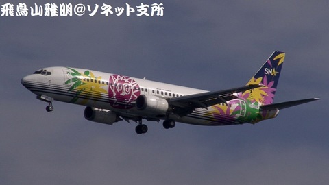 スカイネットアジア航空（現 ソラシド エア） JA392K＠東京国際空港。浮島町公園より。