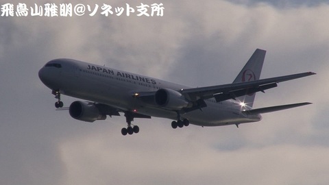 日本航空 JA655J＠東京国際空港（浮島町公園より）。RWY34Lへのファイナルアプローチ。