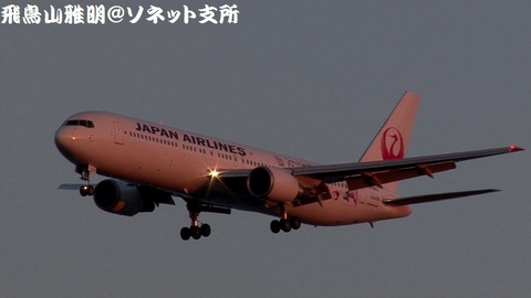 日本航空 JA656J『ドラえもんジェット』＠東京国際空港（浮島町公園より）。RWY34Lへのファイナルアプローチ。