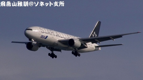 全日本空輸 JA712A『スターアライアンス特別塗装機』＠東京国際空港（浮島町公園より）。RWY34Lへのファイナルアプローチ。