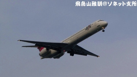 RWY22にアプローチする、日本航空のJA8070＠東京国際空港。城南島海浜公園より。