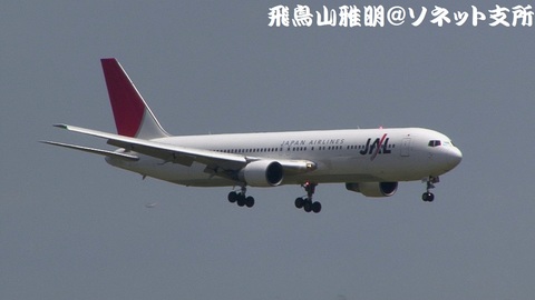 日本航空 JA8265＠東京国際空港（京浜島つばさ公園より）。RWY22へのファイナルアプローチ。