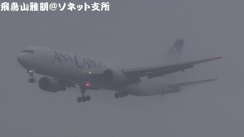 全日本空輸（ANAカーゴ） JA8323＠東京国際空港。雨天下の浮島町公園より。
