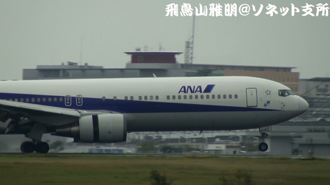 全日本空輸 JA8578＠雨天下の東京国際空港。京浜島つばさ公園より。